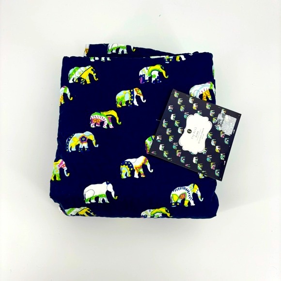 NWT Ivy Hill Throw Elephant Quilted Colorful Animal Print Kids Navy Size 50X60 - Picture 1 of 6